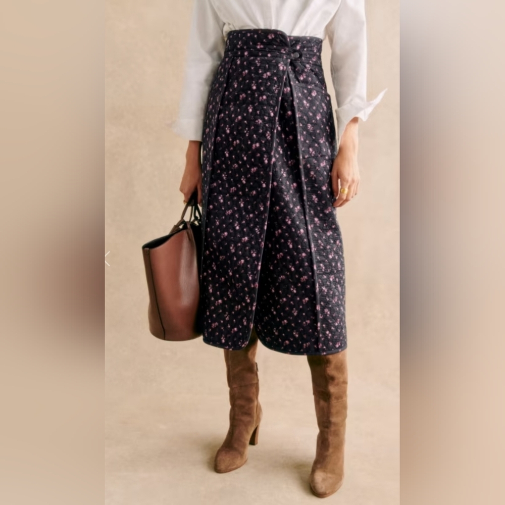 Sézane Taylia  Quilt Midi Skirt - Picture 2 of 11